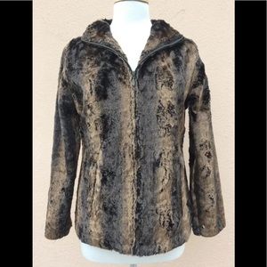 Chico’s faux fur jacket coat brown 0